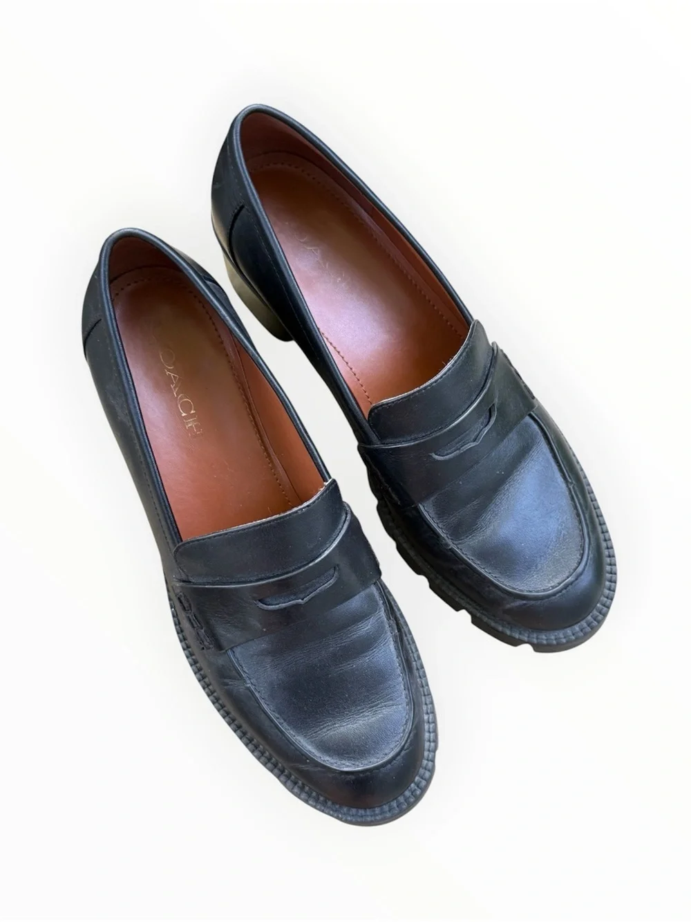 Coach Colleen platform loafers black leather women’s size 8 EUC 90s inspired